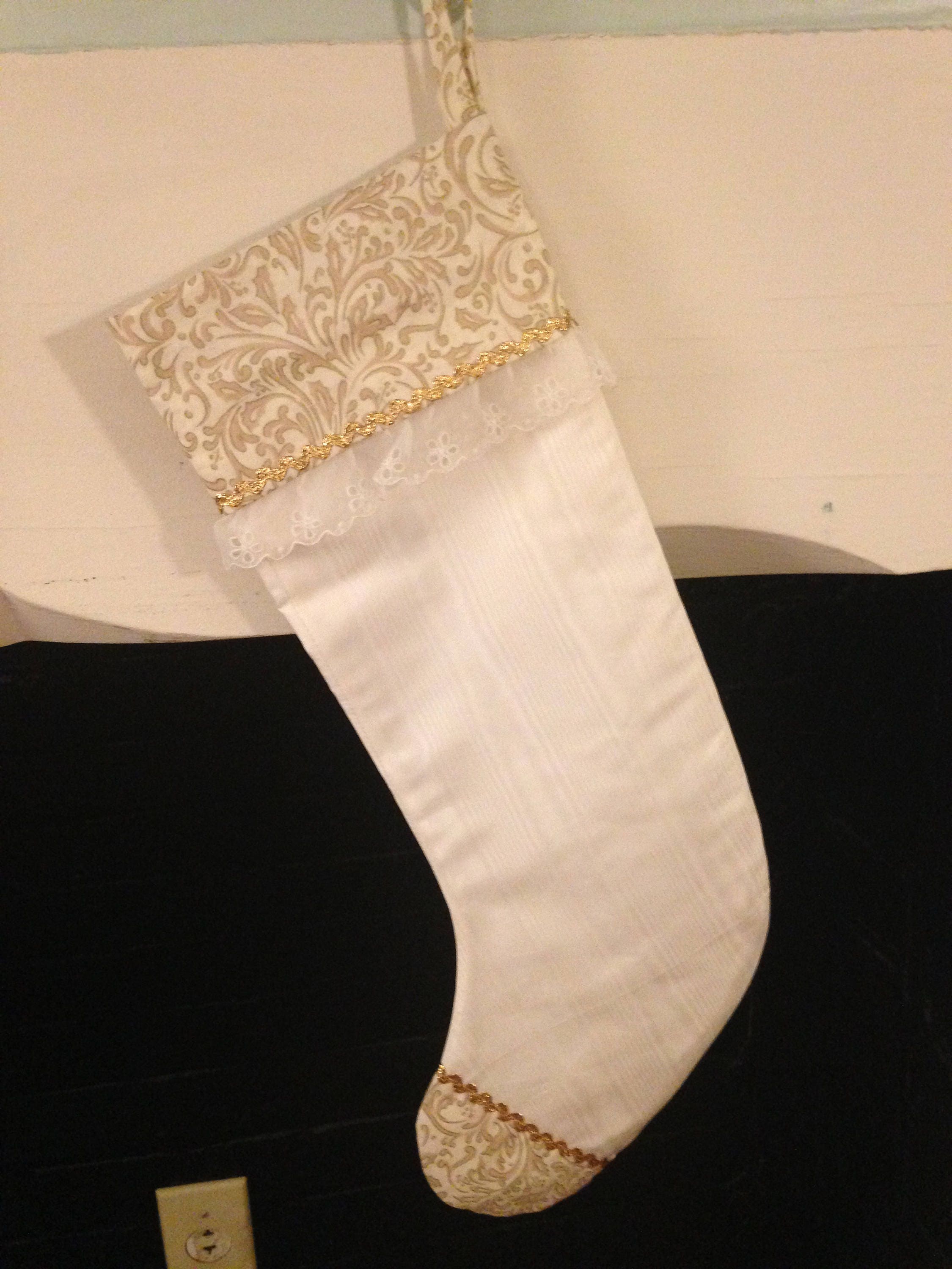 White and Gold Satin Lined Christmas Stocking  Etsy