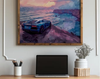 Luxury Sunset Cliff Print: Coastal Drive Wall Art (Digital Download)