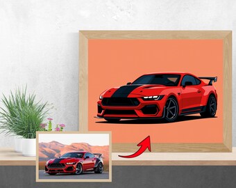 Personalisierte Auto Illustration, vektorisiertes Bild, kundenspezifischer Druck, Geschenk für Autotyp, Vatertag, Weihnachten, digitaler Download