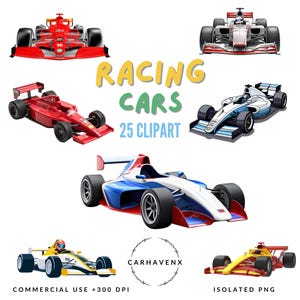 Watercolor Racing Car Clipart Bundle | Sports Car PNG Pack for Crafts & Gifts