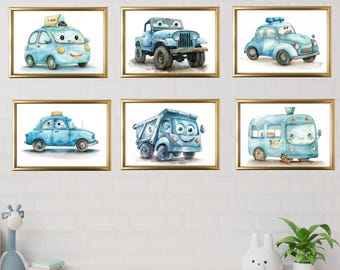 Set 6 DISNEY CARS Printable Art, Watercolor Disney Cars Print, Disney Cars Poster, Cars Wall Art, Disney Prints, Lightning McQueen