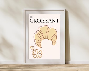 Croissant Druckbare Wandkunst – Französische Bäckerei Küchen Dekoration – Minimalistischer Digitaler Essen Druck – Sofortiger Download – Cafe Poster