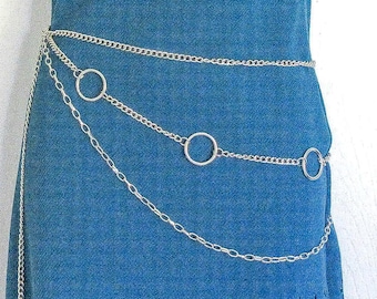 Medallion Adjustable Filigree Silver Tone Geometric Chain Accessory Belt Vintage-Inspired Filigree Medallion Chain Belt – Her Happy Place main image 2