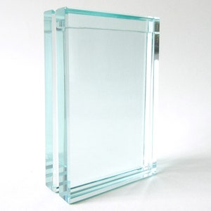 Double Glass Block Standing Picture Frame 2.5 x 3.5&quot; Vintage