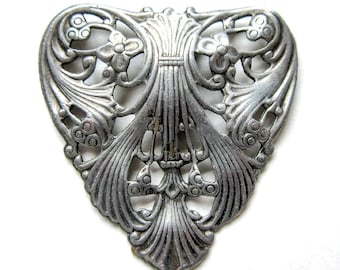 Vintage Dress Clip, Art Nouveau Floral Openwork