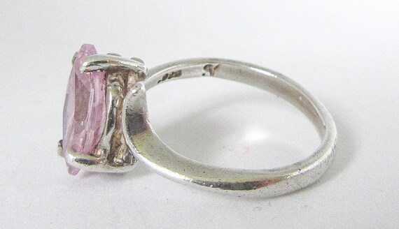Pink Gemstone Sterling Silver Ring, Size 5 3/4 Si… - image 5