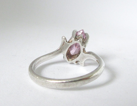 Pink Gemstone Sterling Silver Ring, Size 5 3/4 Si… - image 6