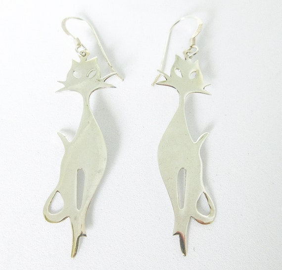 Lizard or Siamese Cat Sterling Silver Earrings Ch… - image 7