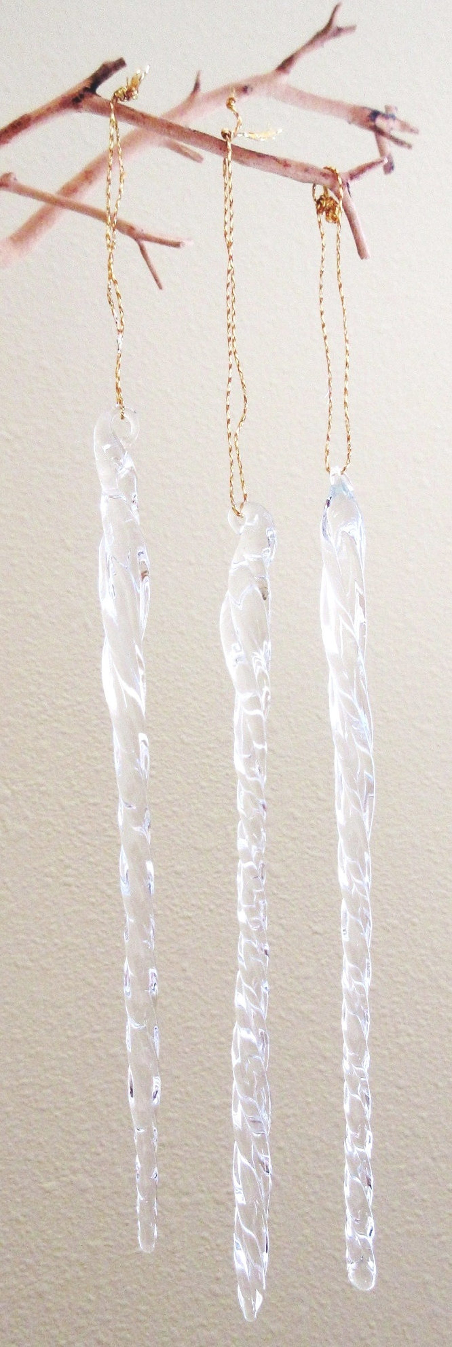20 Crystal Icicle Ornaments Vintage Hand Blown Twisted Clear Etsy