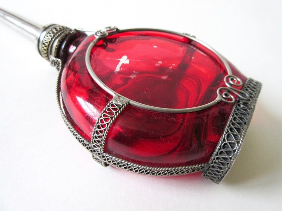 Moroccan Perfume Bottle, Vintage Red Sprinkler ON… - image 6