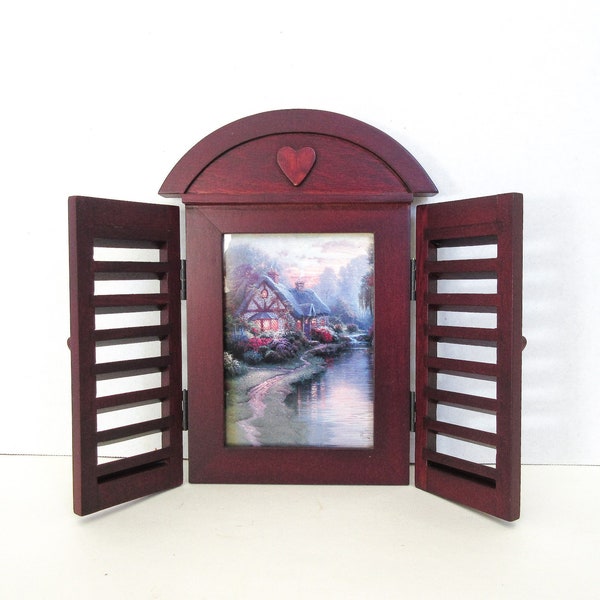 Wood Shutter Picture Frame, Arch Window 3.5 x 5" Photo, Thomas Kinkade Vintage ON SALE