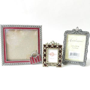Enamel Crystal Small Picture Frames Vintage Lot + BONUS 4th
