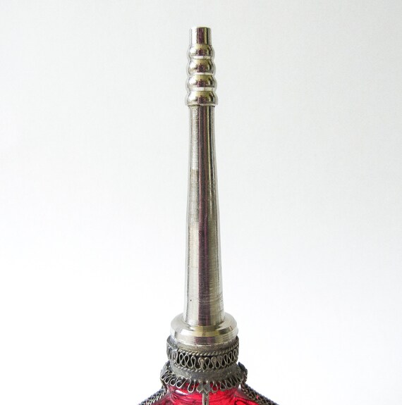 Moroccan Perfume Bottle, Vintage Red Sprinkler ON… - image 9