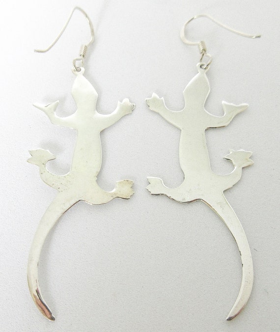 Lizard or Siamese Cat Sterling Silver Earrings Ch… - image 6