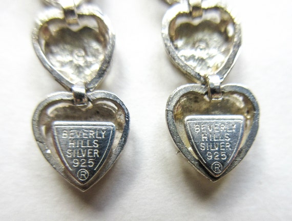 Beverly Hills Sterling Silver Heart Earrings, Dia… - image 4