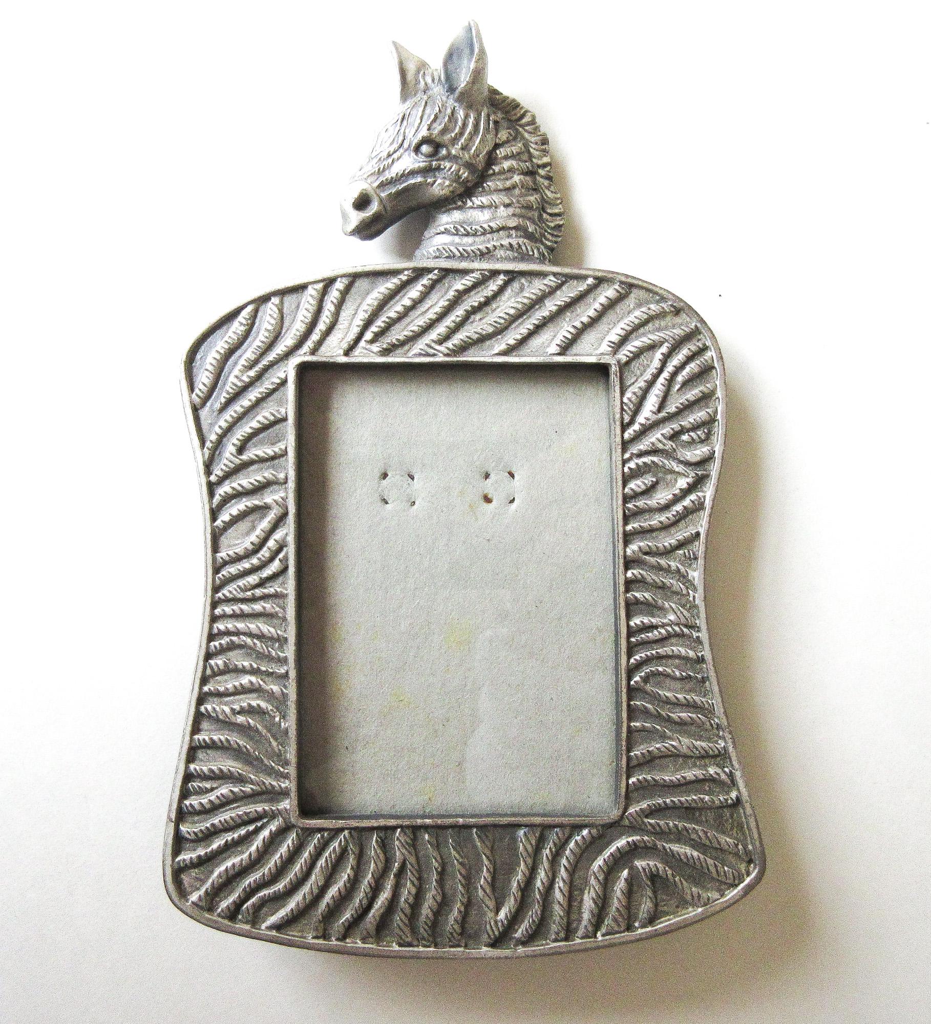 Zebra & Castle Picture Frames, Vintage Pewter Lot of 2 - Etsy