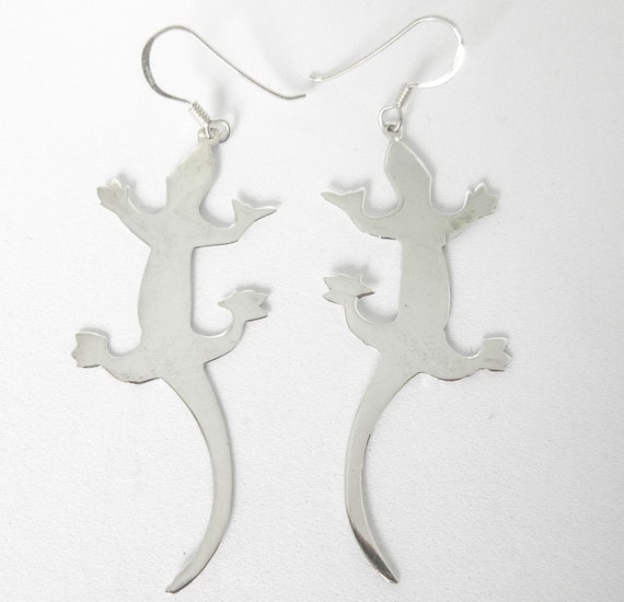 Lizard or Siamese Cat Sterling Silver Earrings Ch… - image 5