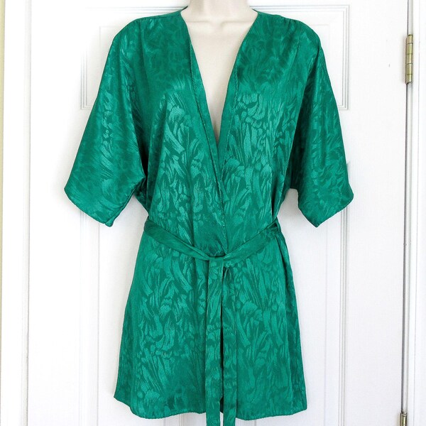 Vintage Jayre Green Satin Short Robe
