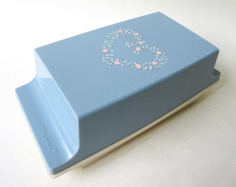 Tupperware Cheese N Butter Keeper 1512, Vintage Blue Rare Floral Heart ON SALE