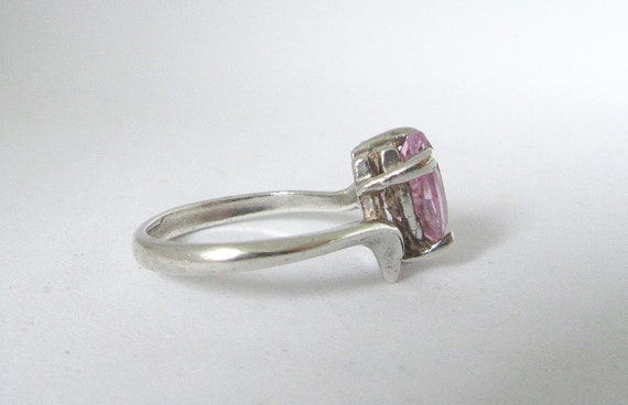 Pink Gemstone Sterling Silver Ring, Size 5 3/4 Si… - image 3