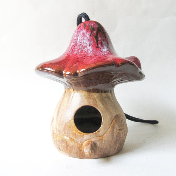 Mushroom Birdhouse, 7" Ceramic ON SALE