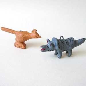 Pottery Art Figurine Ornament Choice Roadrunner or Dinosaur, Vintage Made in Mexico