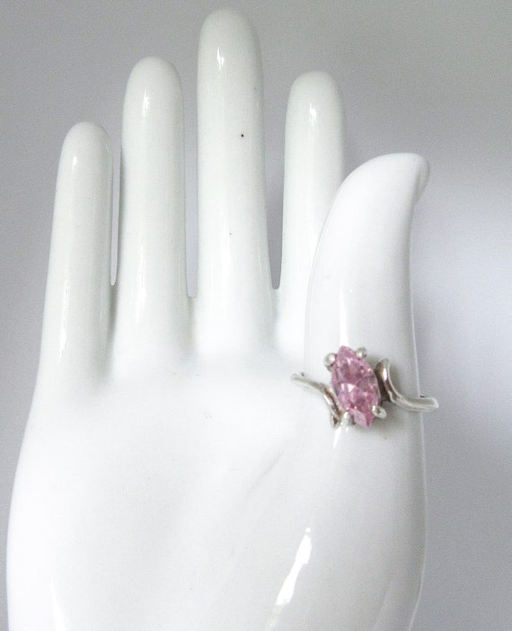 Pink Gemstone Sterling Silver Ring, Size 5 3/4 Si… - image 2