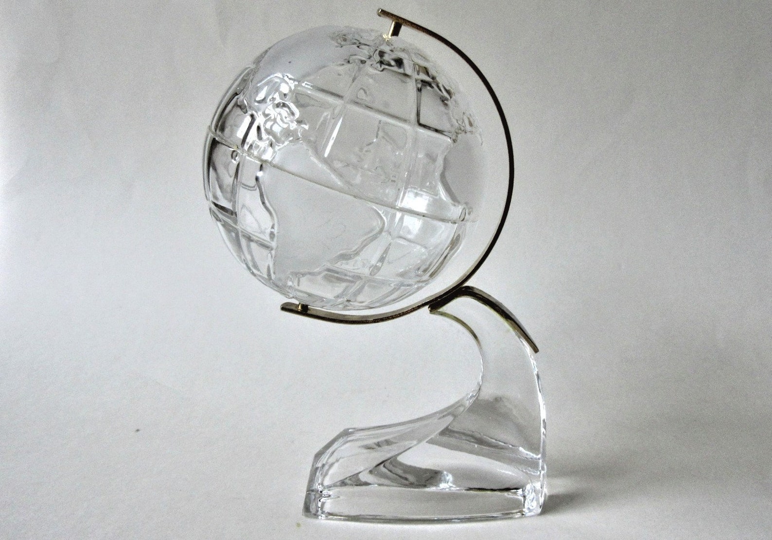 Glass World Globe on Stand Crystal Clear Made in Germany 24 Etsy