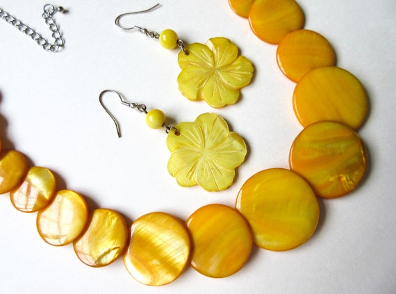 Earrings Yellow Vintage Set 