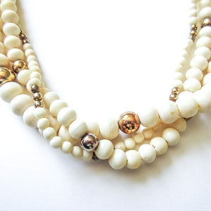 Bone Bead Torsade Necklace, 30&quot; Multi Strand Vintage ON SALE