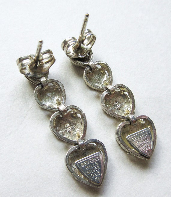 Beverly Hills Sterling Silver Heart Earrings, Dia… - image 5