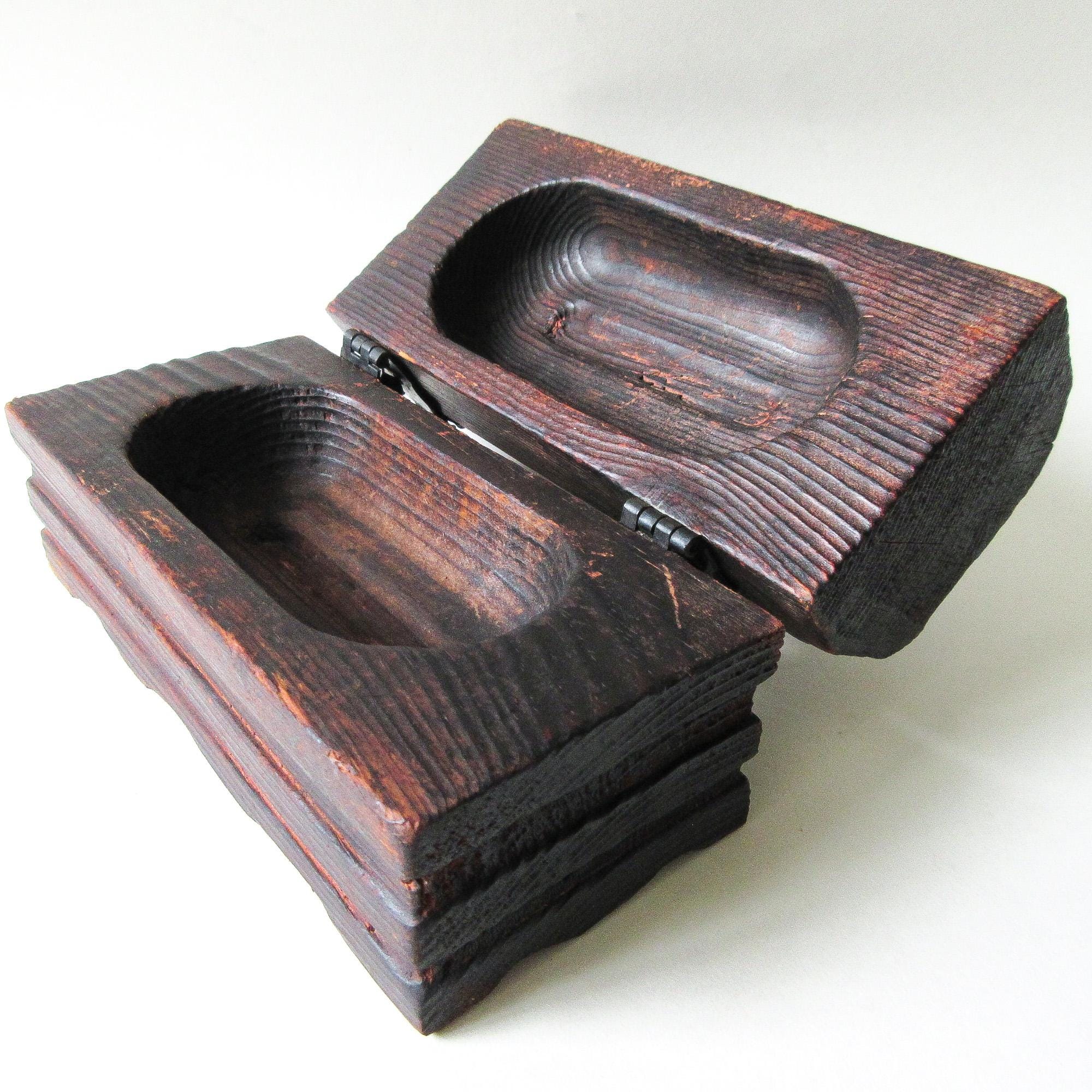 Carved Wood Treasure Chest Jewelry Box, Medieval Gothic Style, 6” Vintage Mid Century