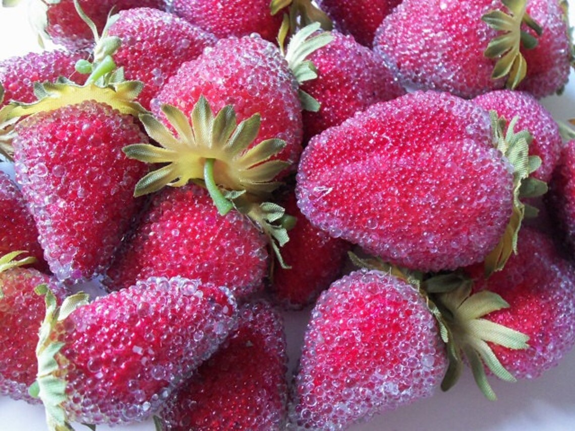 Sugared Strawberries 23 Artificial Beaded Fruit Etsy