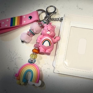 Care Bear Rainbow Wallet and Charm Keychain Set (beaded)