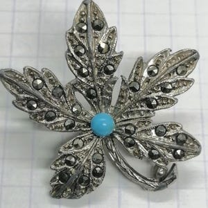 Vintage Marcasite Maple Leaf Brooch