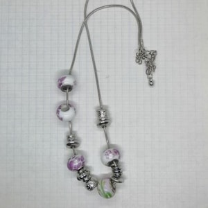 Purple Floral Charm Lampwork Bead Necklace