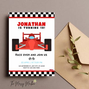 Race Car Birthday Invitation | Editable Red Formula Car Party Invite | Boys Racing Theme Birthday Printable