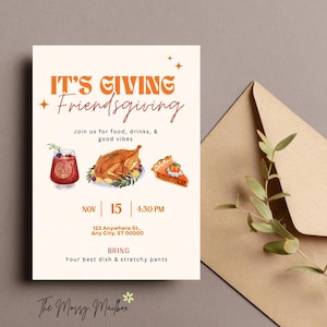 Friendsgiving Invitation | Editable Digital Friendsgiving Party Invite | Thanksgiving Friends Dinner Template | Fall Harvest Printable