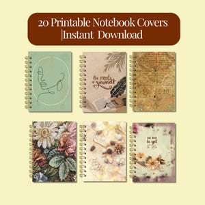 Printable Notebook Covers | Vintage, Floral, Motivational Journal Covers | Instant Digital Download | DIY Planner Covers | A4 & US Letter