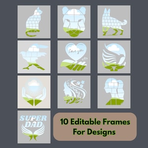 Canva Silhouette Frame Templates Bundle |  Editable Frames for Photos  | Canva Editable | Canva frame templates | Father&#39;s Day Frame