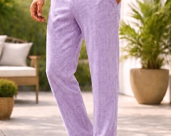 Herren Relaxed Fit Leinenhose | Leichte Atmungsaktive Sommerhose