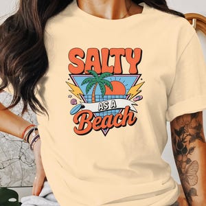 Salty As A Beach T-Shirt, Summer Vibes Tee, Retro Beach Design, Vacation T-Shirt, Beach Lover Gift, Palm Tree Shirt, Summer Holiday Tee