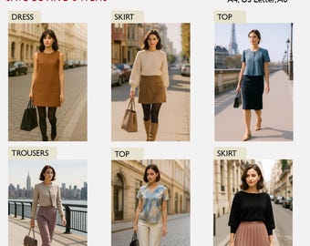 Capsule Wardrobe Sewing Pattern Bundle | 6 Garments | Dress, Blouse, Skirts & Trousers Digital PDF Patterns  - in English
