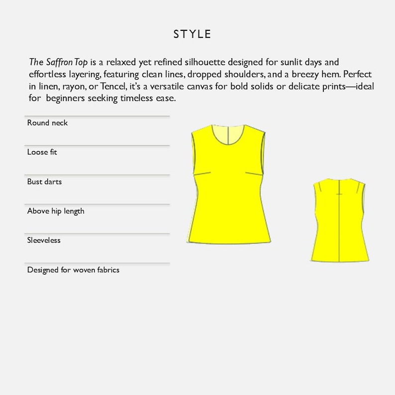 Sleeveless Top – PDF Sewing Pattern – Loose Fit Blouse With Bust Darts ...