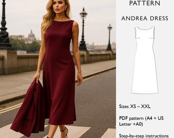 Schnittmuster für ein Kleid in A-Linie - Andrea Dress - in englischer Sprache