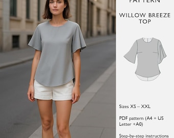 Top Schnittmuster - Willow Breeze Top - Willow Breeze Top - PDF - Digitaler Download - PDF - in englischer Sprache