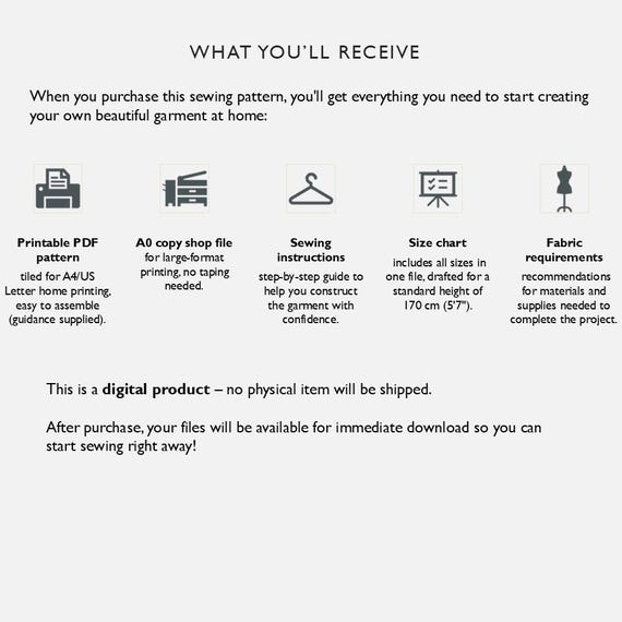 Midi Skirt With Patch Pockets Sewing Pattern Digital PDF