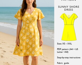 Princess Bodice A-Line Dress Sewing Pattern – PDF Digital Download – Summer Dress  - in English