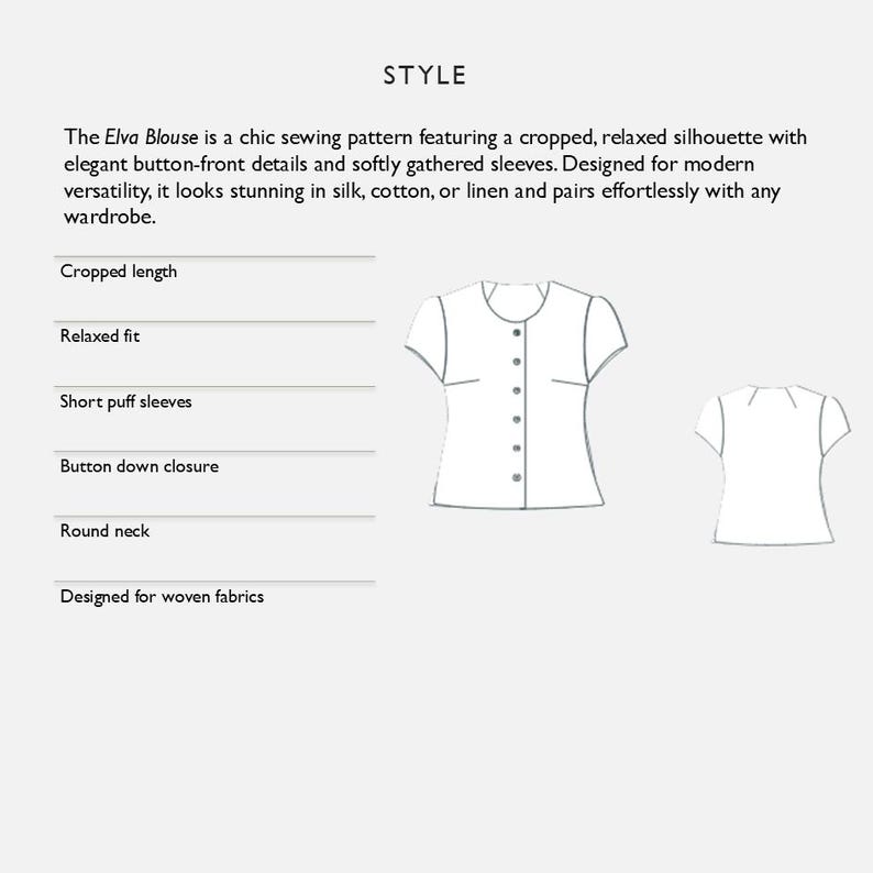 Blouse Sewing Pattern - Digital PDF Download - Top With Round Neck ...