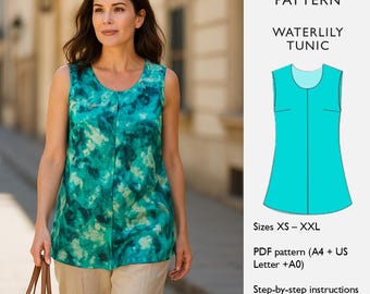 Relaxed Silk Tunic Sewing Pattern: Women's Easy Summer Top (PDF Digital Download)  - in English